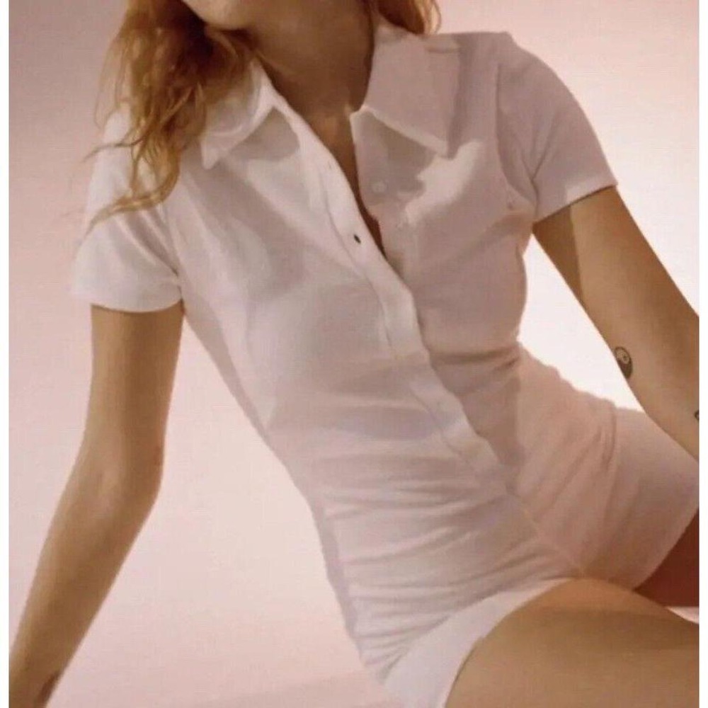 Juicy Couture White Romper Short Sleeve Collared Button Down Casual Jumpsuit